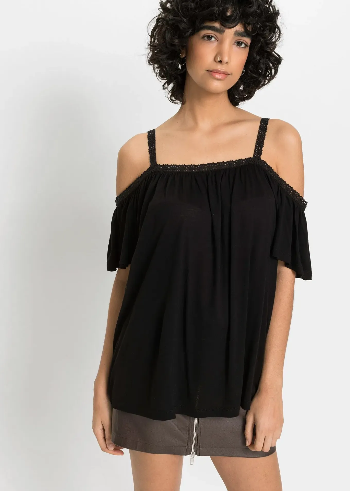 T-shirt à épaules dénudées en viscose douce