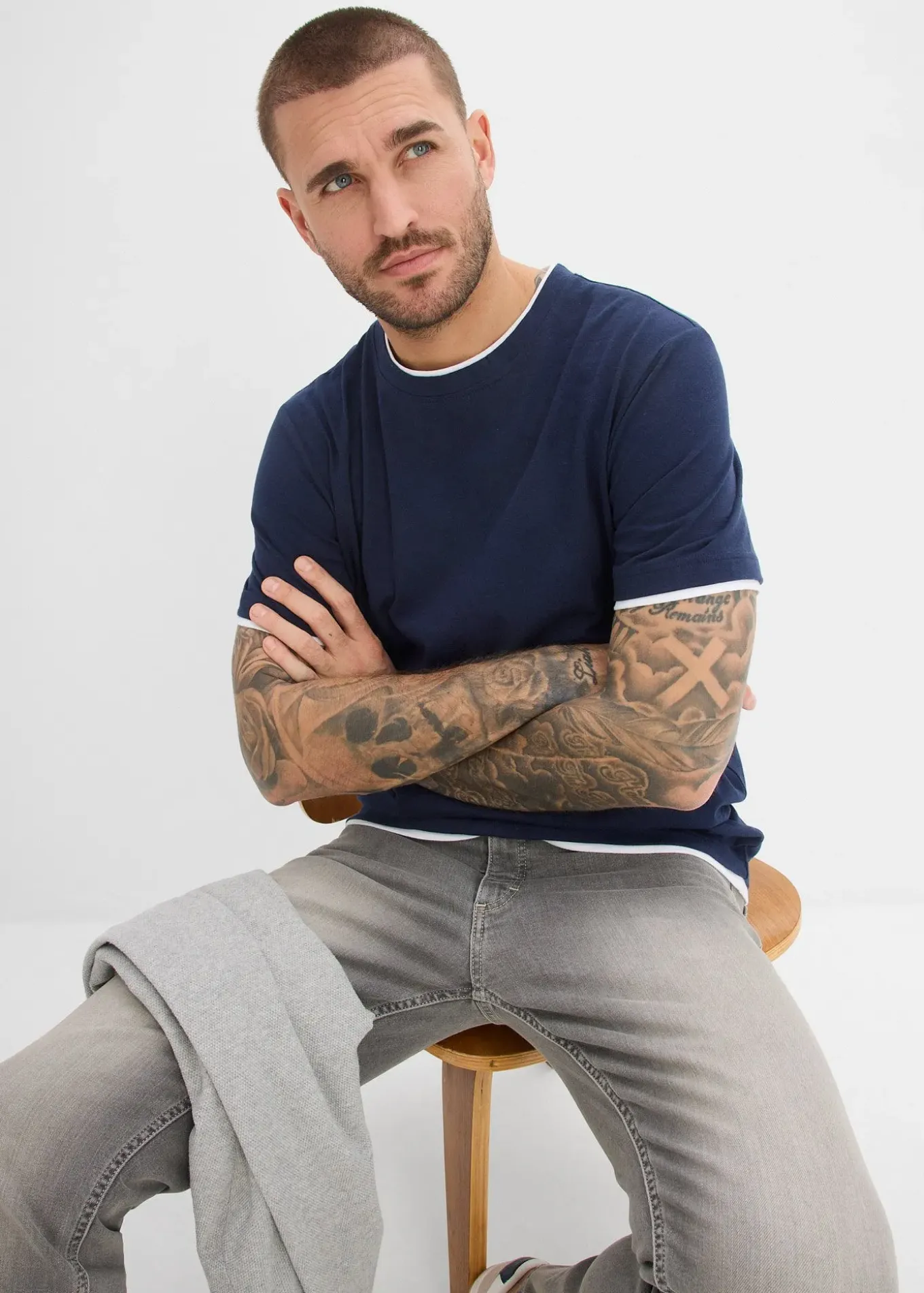 T-shirt aspect 2en1 en fil flammé