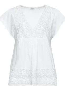 T-shirt avec décolleté en dentelle