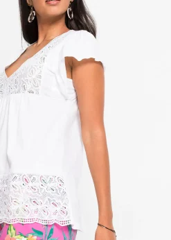 T-shirt avec décolleté en dentelle