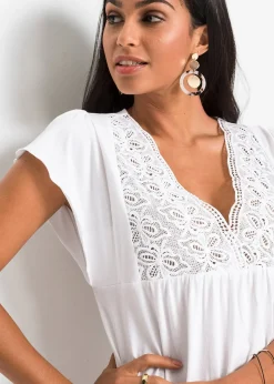 T-shirt avec décolleté en dentelle