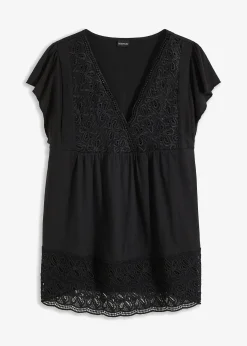 T-shirt avec décolleté en dentelle