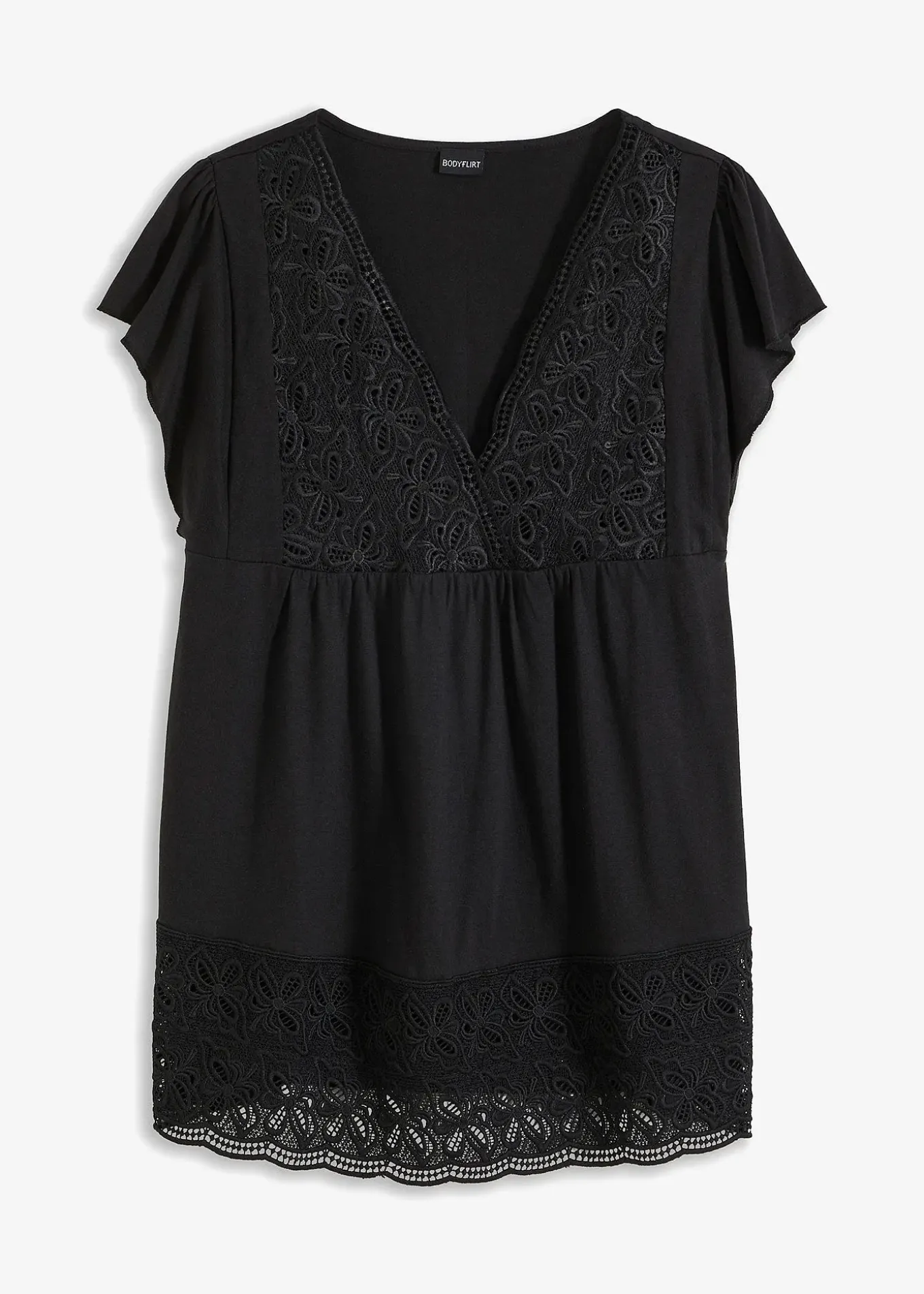 T-shirt avec décolleté en dentelle