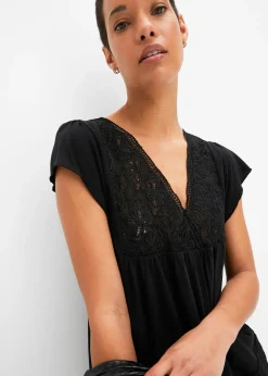 T-shirt avec décolleté en dentelle