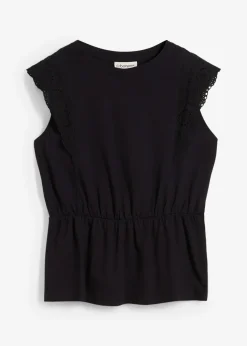 T-shirt avec détails en broderie anglaise