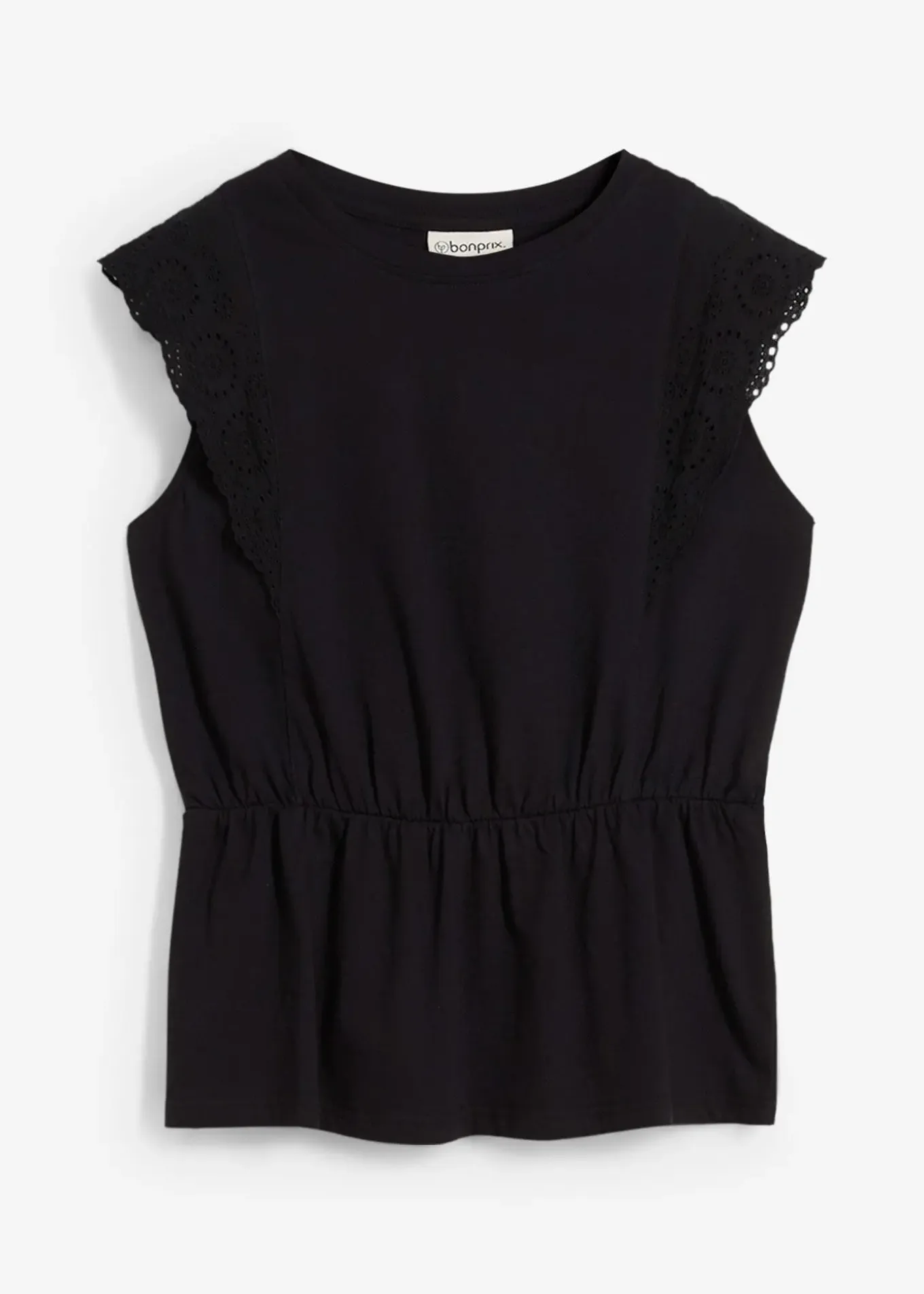 T-shirt avec détails en broderie anglaise