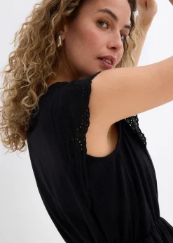 T-shirt avec détails en broderie anglaise