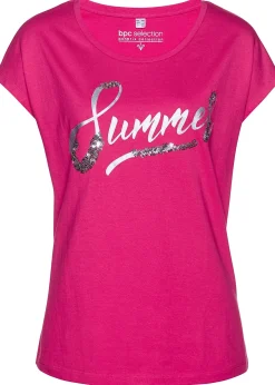 T-shirt avec inscription à sequins