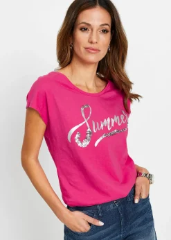 T-shirt avec inscription à sequins