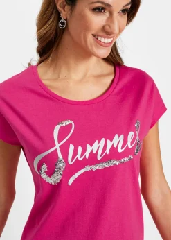 T-shirt avec inscription à sequins