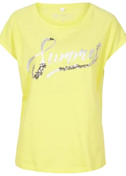 T-shirt avec inscription à sequins