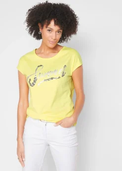 T-shirt avec inscription à sequins