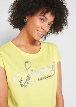 T-shirt avec inscription à sequins