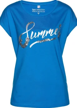 T-shirt avec inscription à sequins