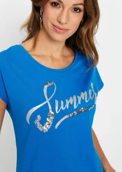 T-shirt avec inscription à sequins
