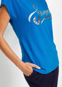 T-shirt avec inscription à sequins