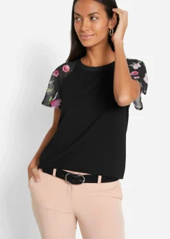 T-shirt avec manches en mousseline