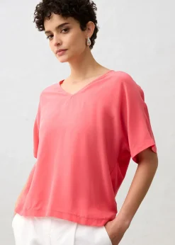 T-shirt avec soie et empiècement tissé