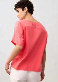 T-shirt avec soie et empiècement tissé