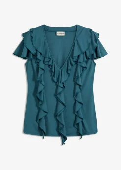 T-shirt avec volants en modal mélangé