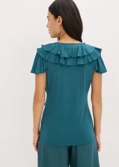 T-shirt avec volants en modal mélangé