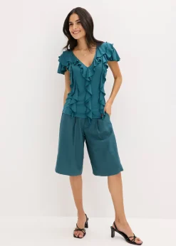 T-shirt avec volants en modal mélangé