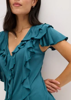 T-shirt avec volants en modal mélangé