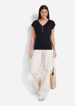 T-shirt avec zip, manches courtes