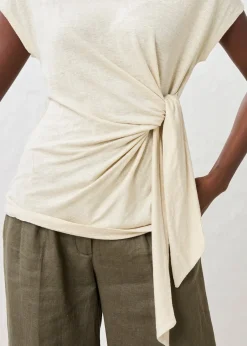 T-shirt cache-cœur, 100% lin