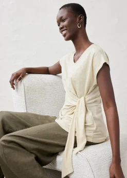 T-shirt cache-cœur, 100% lin