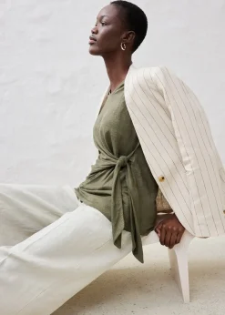 T-shirt cache-cœur, 100% lin