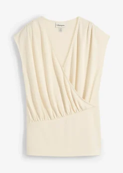 T-shirt cache-cœur en viscose mélangée