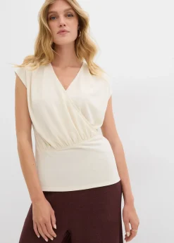 T-shirt cache-cœur en viscose mélangée