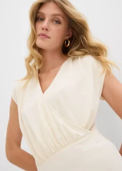 T-shirt cache-cœur en viscose mélangée