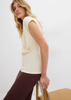 T-shirt cache-cœur en viscose mélangée