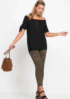 T-shirt col Bardot à détail nœud