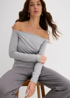 T-shirt col Bardot en jersey léger