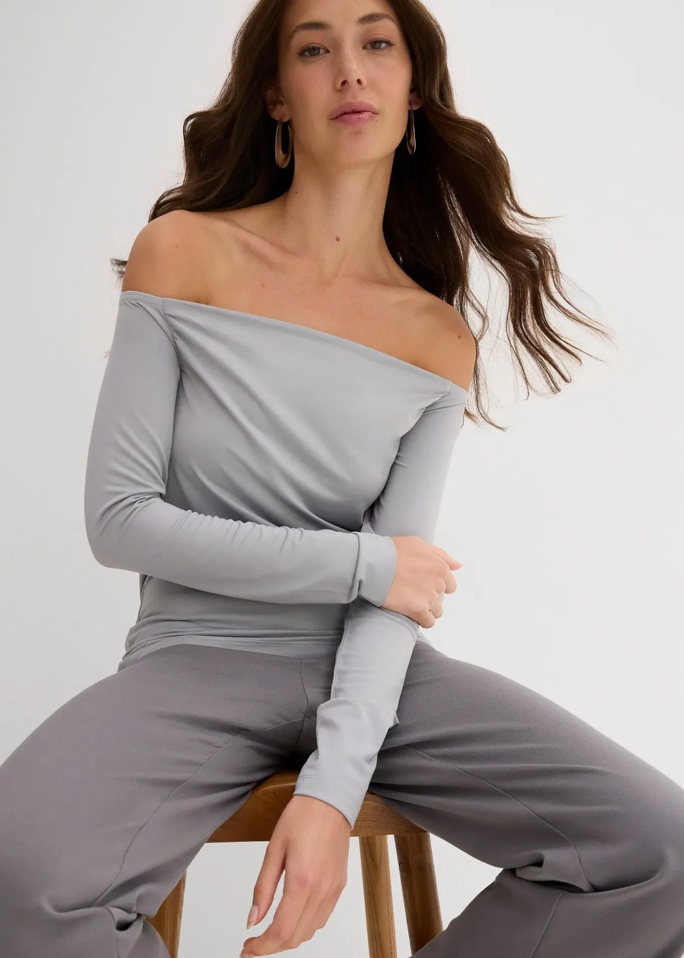 T-shirt col Bardot en jersey léger