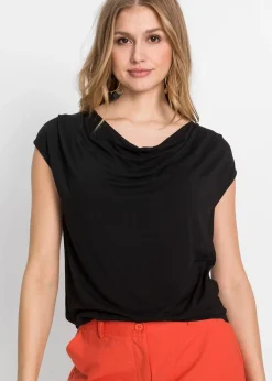 T-shirt col bénitier en viscose extensible