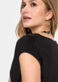 T-shirt col bénitier en viscose extensible