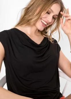 T-shirt col bénitier en viscose extensible