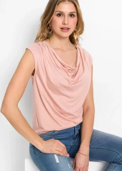 T-shirt col bénitier en viscose extensible