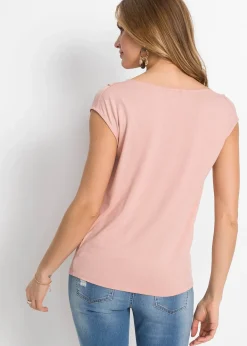T-shirt col bénitier en viscose extensible