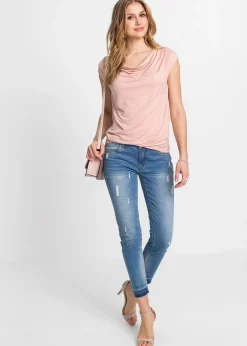 T-shirt col bénitier en viscose extensible