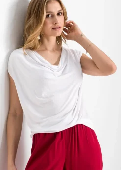 T-shirt col bénitier en viscose extensible