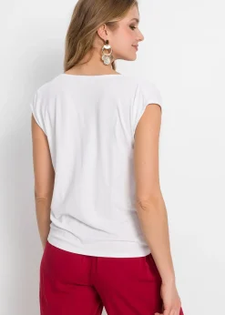 T-shirt col bénitier en viscose extensible
