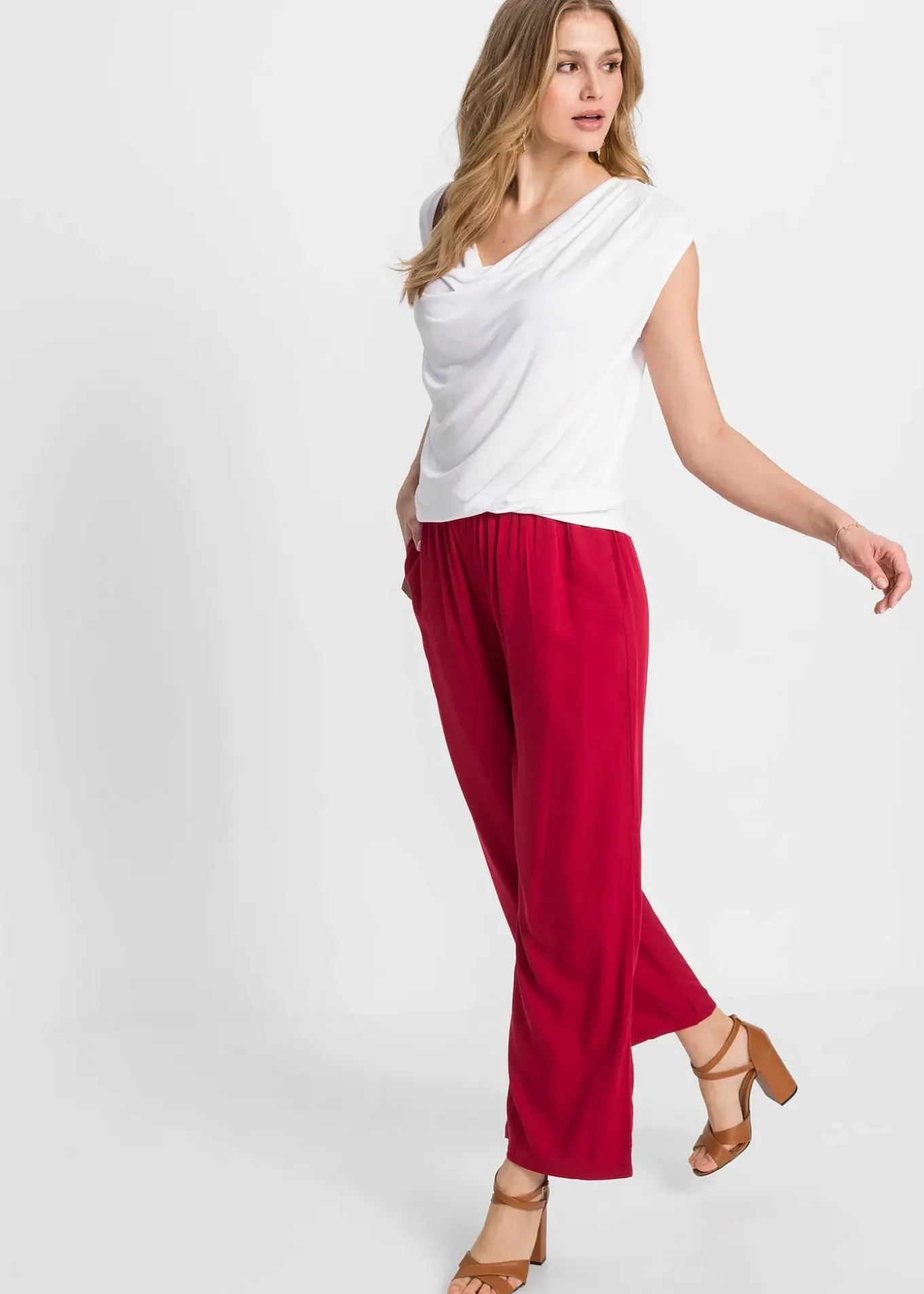 T-shirt col bénitier en viscose extensible