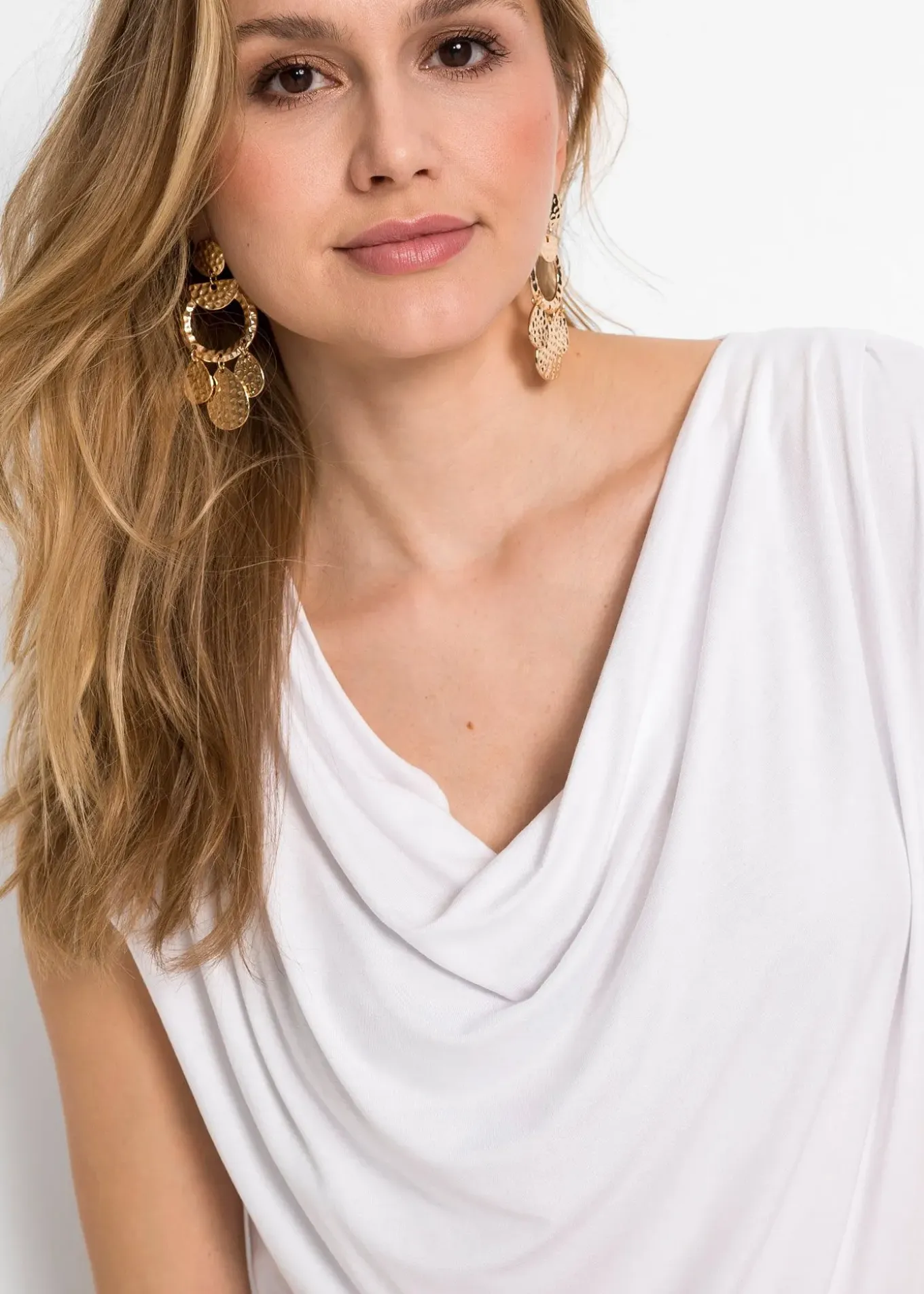 T-shirt col bénitier en viscose extensible