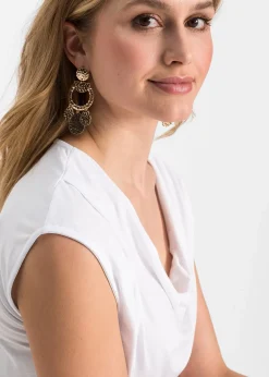 T-shirt col bénitier en viscose extensible