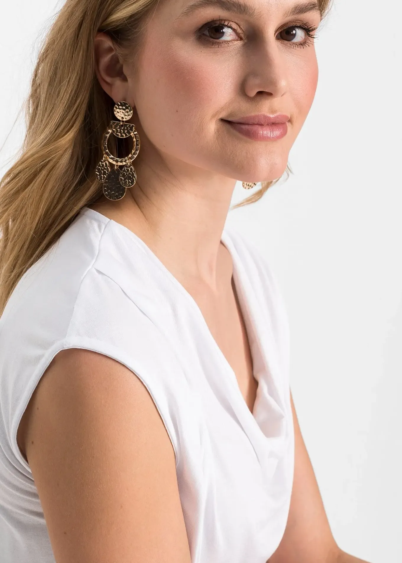 T-shirt col bénitier en viscose extensible